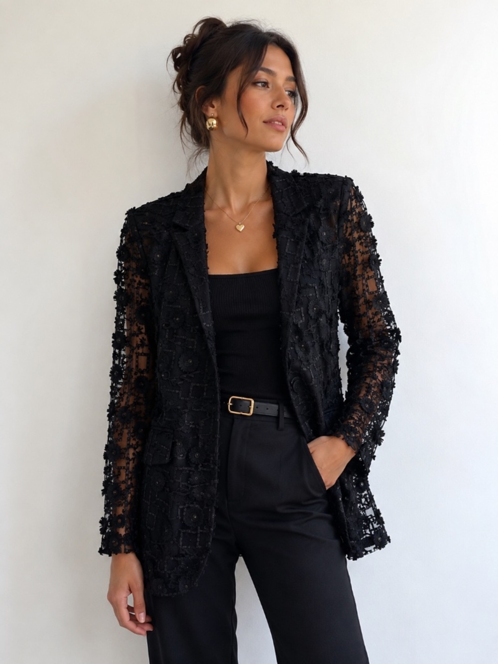 AKIRA FLORAL SHEER BLAZER